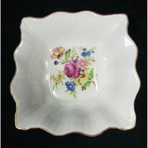 Vintage Rosina England Bone China 4" Serving Dish Trinket Tray Floral Rose 3155 - Picture 1 of 7